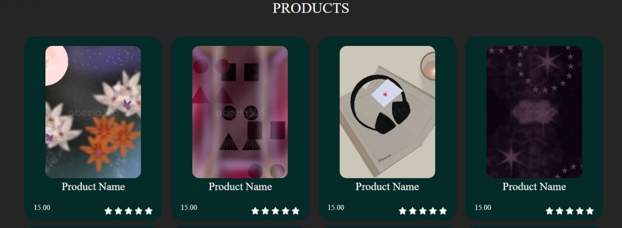 E-commerce website's products